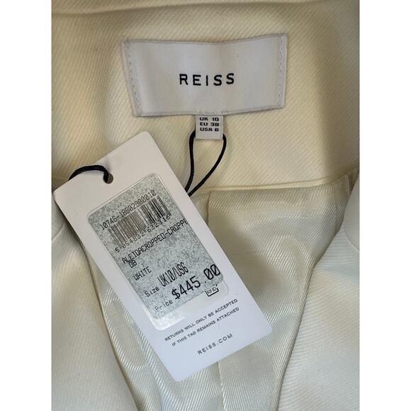 REISS Aleida‎ Cropped Blazer 10 NWT Ivory White Double Breasted Jacket - Picture 9 of 12